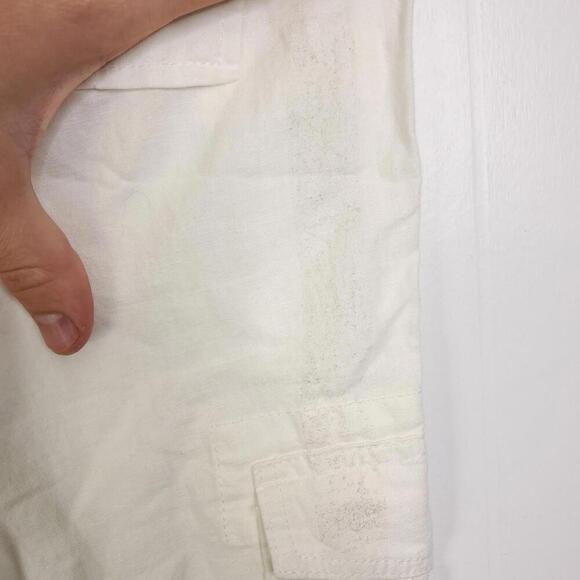 Banana Republic Pants Women 8 Martin Fit Linen Blend Cropped Cargo White - Picture 3 of 12